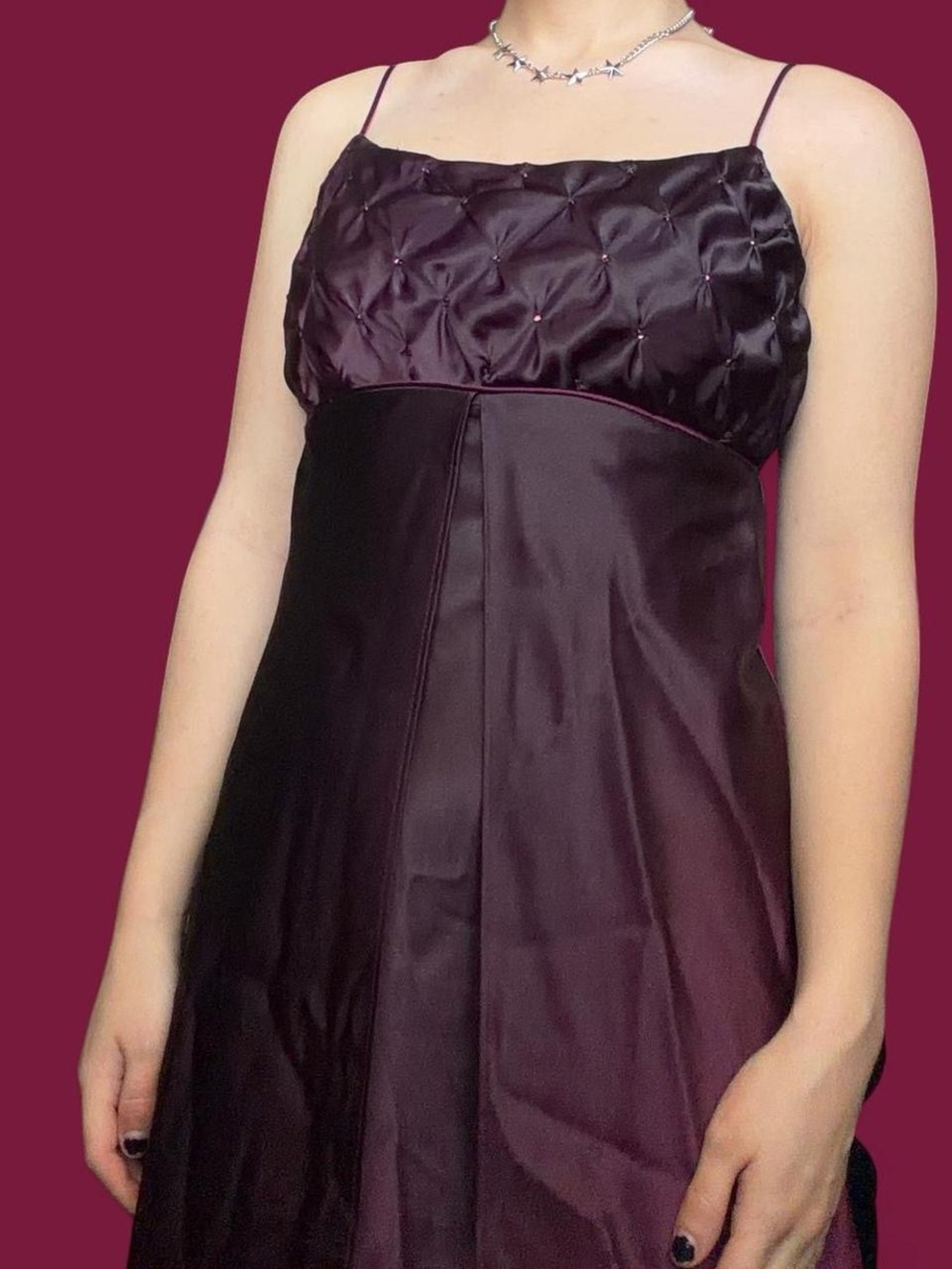 Vintage Y2K Beaded Burgundy Whimisgoth Fairy Prom Dress Gown